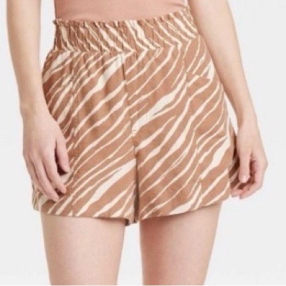 Women's High Waisted Tan Zebra Print Shorts - a new day
